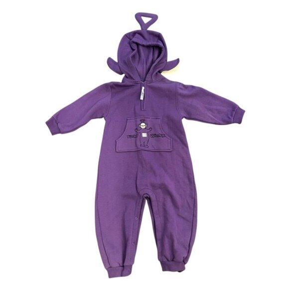 Rare NWT Vintage 1999 Teletubbies Tinky Winky Toddler Hooded Romper Size 3T - Picture 1 of 8